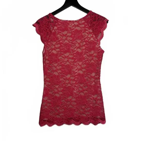 Y2K Romantic coquette pink lace top - Picture 3 of 4